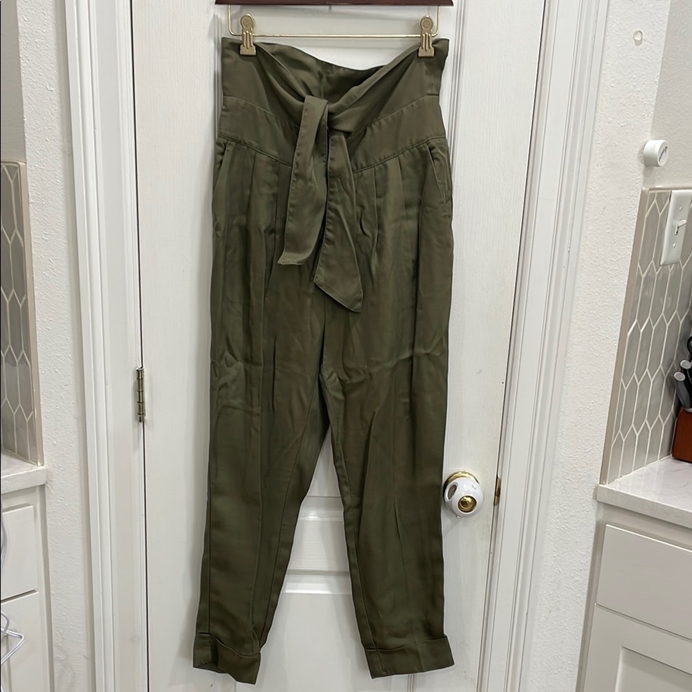Cartonnier Green High-Waisted Tie Trousers